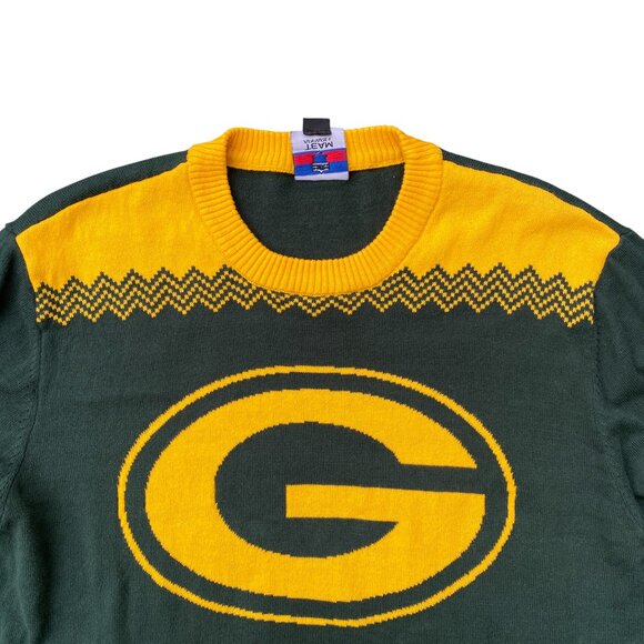 NFL Team Apparel Green Bay Packers Fair Isle Sweater Men Sz M Football Fandom - Picture 5 of 11